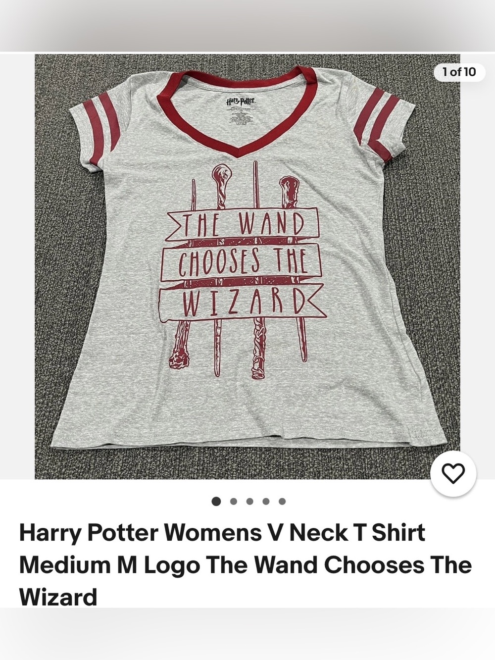 #3353**Warner Bros. Gray & Red Harry Potter V‑Neck Tee